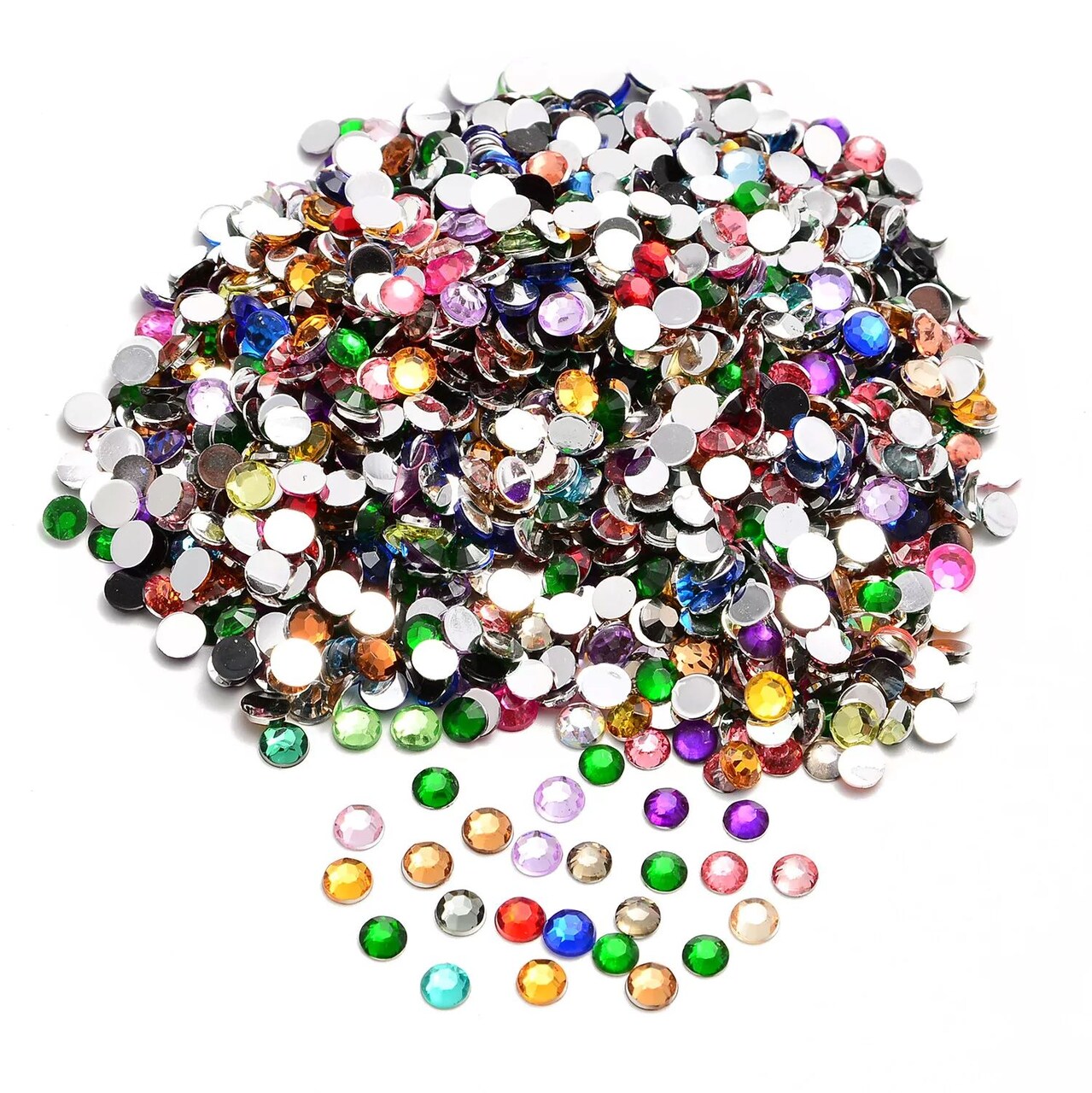Kitcheniva Flat Back Acrylic Rhinestones Round Loose Beads Mix Color